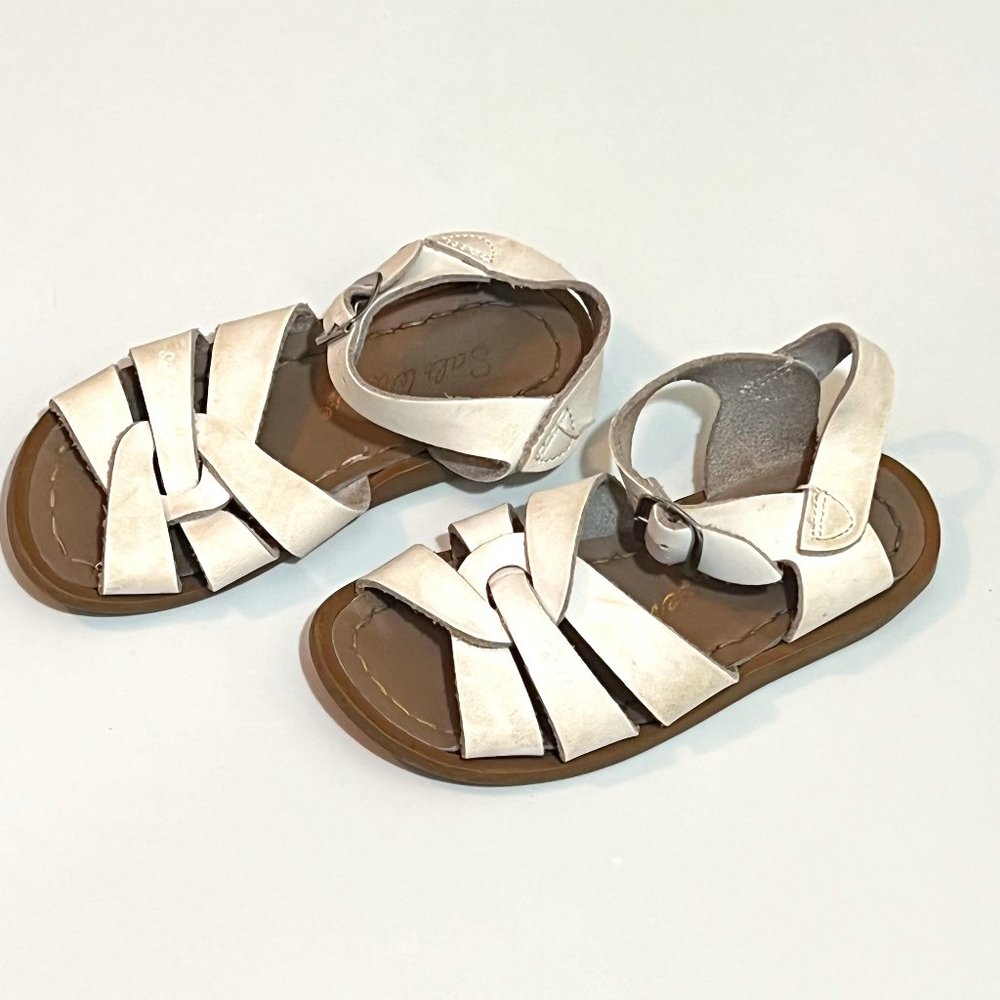 Salt Water white leather, little girls sandals.
